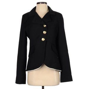 Aqua Black Blazer Jacket Gold Button Small Work